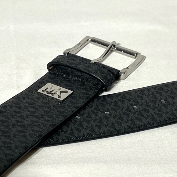 MICHAEL KORS Signature Wide Elastic Belt Black Gray Logo Brand main image 7